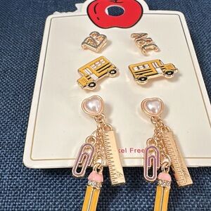 Gold School Themed Earrings Set